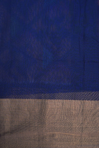 Allover Floral Design Navy Blue Kora Silk Cotton Saree