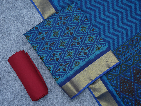 Allover Design Capri Blue Cotton Salwar Material