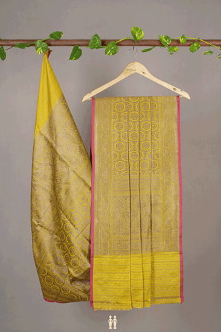 Allover Design Celery Yellow Banaras Silk Dupatta