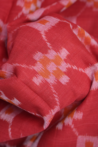 Allover Design Chilli Red Pochampally Cotton Saree