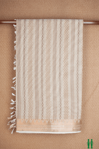 Allover Design Cream Color Printed Cotton Saree
