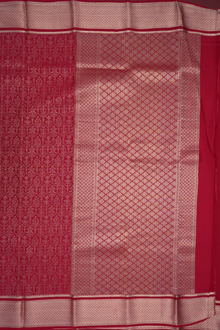 Allover Design Crimson Red Mysore Silk Saree