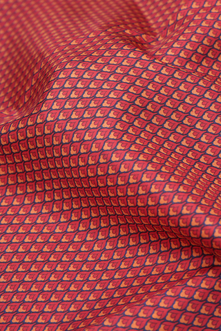 Allover Design Crimson Red Printed Silk Saree