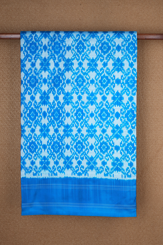 Allover Design Deep Sky Blue Pochampally Silk Saree