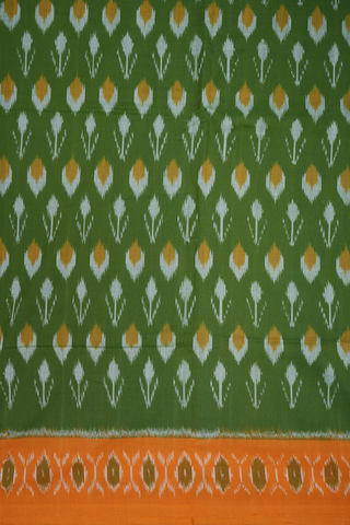 Allover Design Fern Green Pochampally Cotton Saree