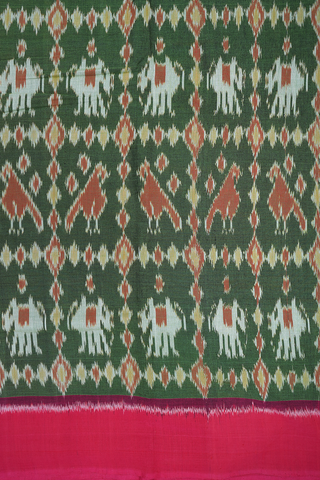 Allover Design Fern Green Pochampally Cotton Saree