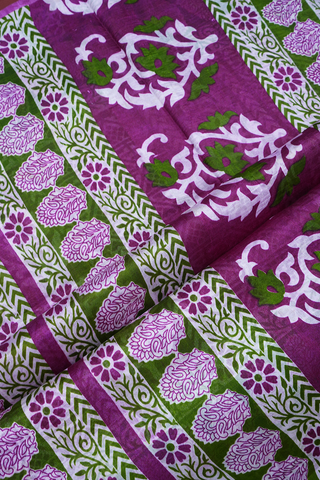 Allover Design Grape Purple Printed Silk Saree