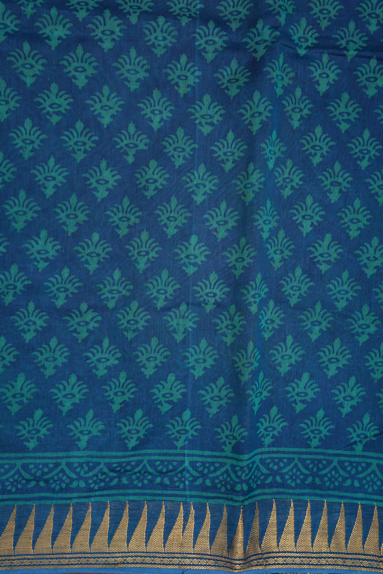 Allover Design Midnight Green Maheswari Cotton Saree