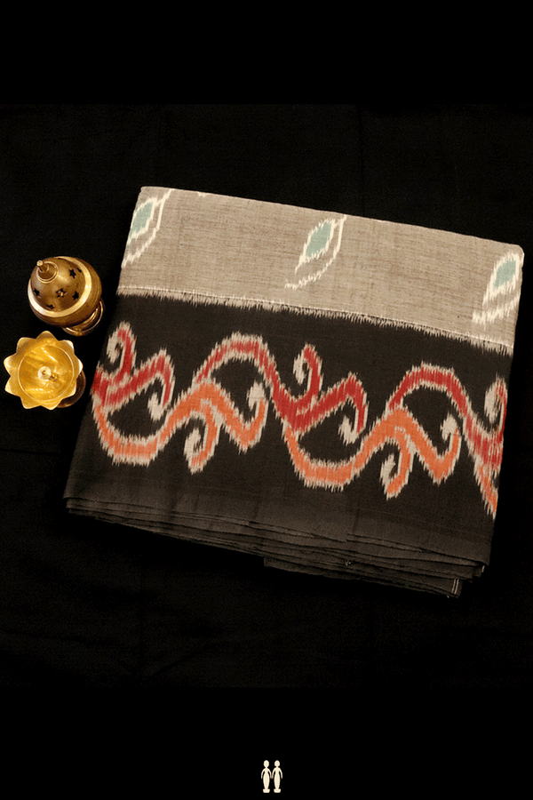 Allover Design Grey Pochampally Cotton Saree