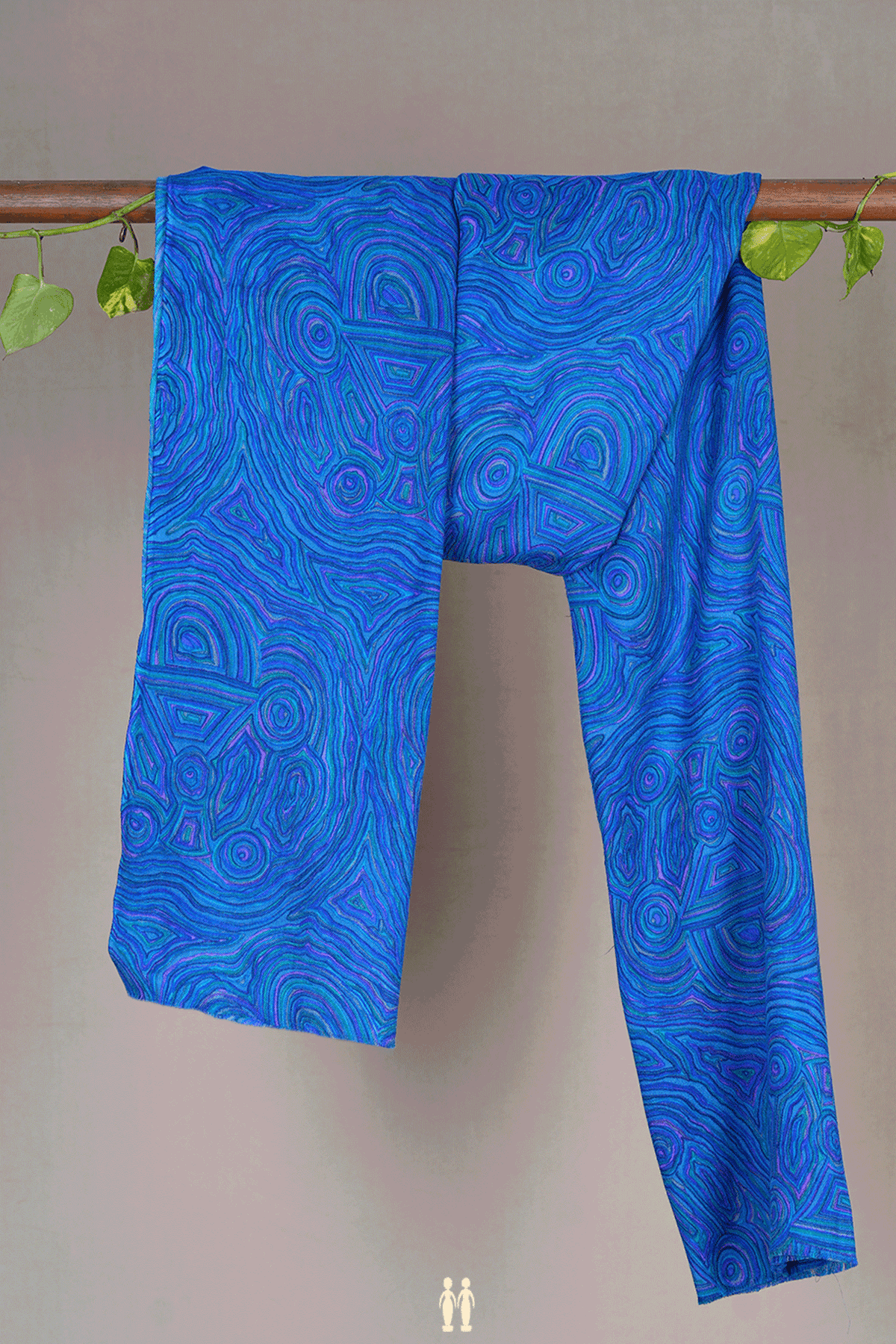 Allover Design Indigo Blue Woolen Shawl