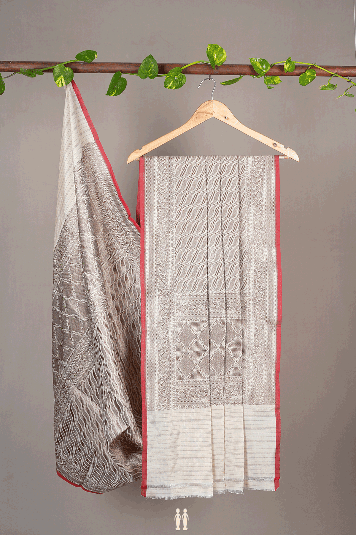 Allover Design Ivory Banaras Silk Dupatta