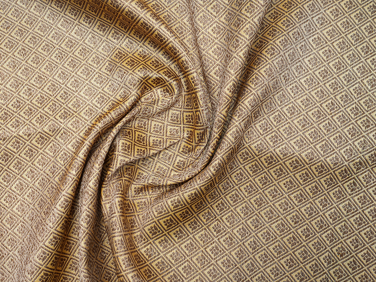 Allover Design Light Yellow Banaras Silk Blouse Material