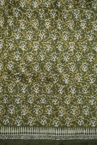 Allover Design Mehendi Green Raw Silk Saree