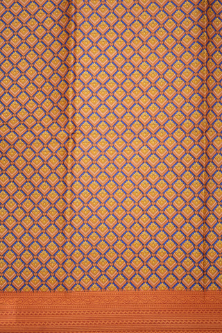 Allover Design Orange Printed Silk Saree
