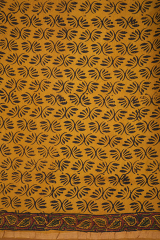 Allover Design Mustard Yellow Ajrakh Cotton Saree