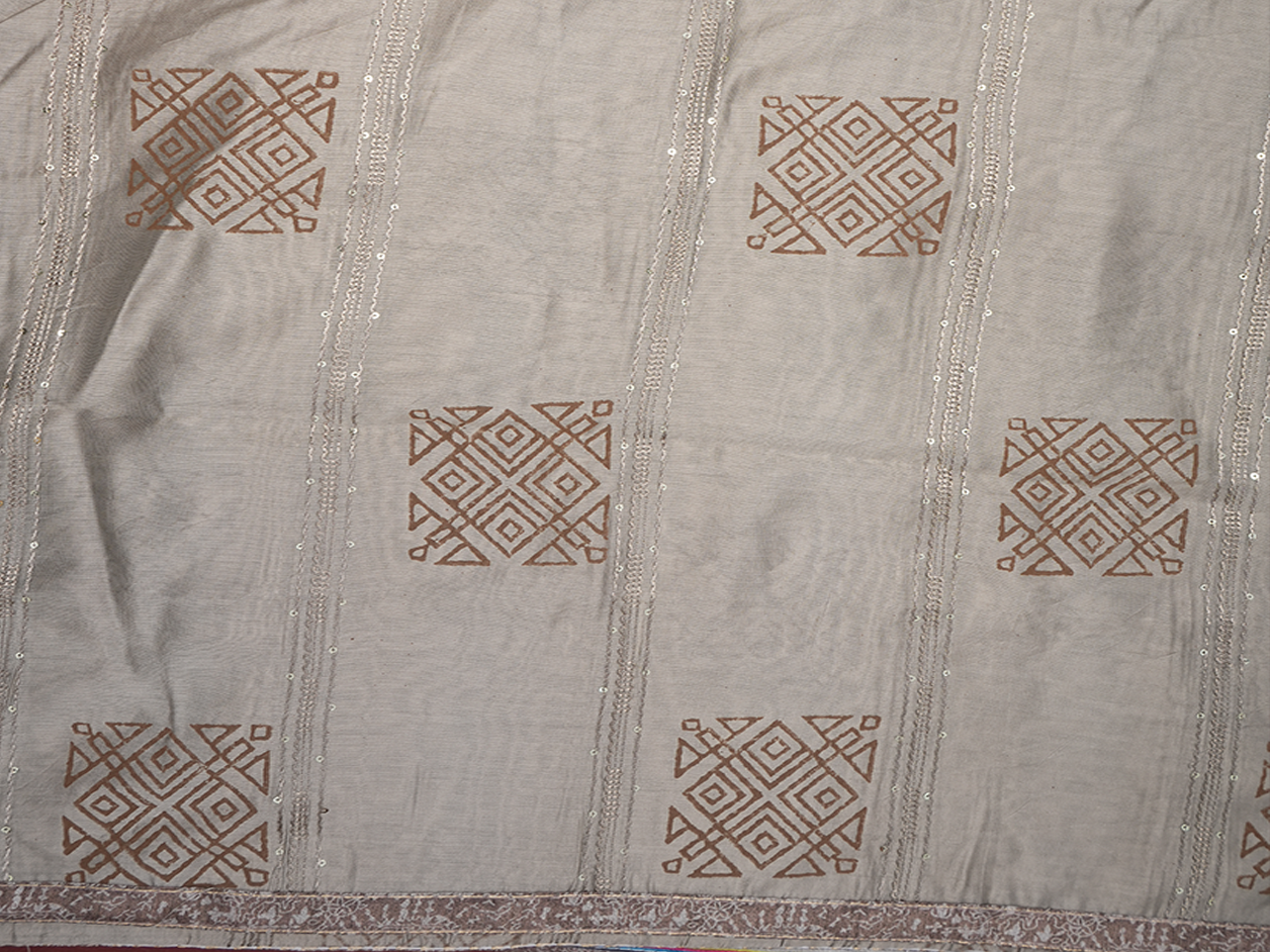 Allover Design Olive Brown Silk Cotton Salwar Material