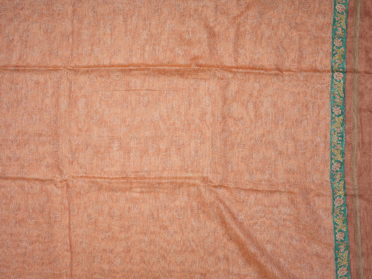 Allover Design Orange Chanderi Unstitched Salwar Material