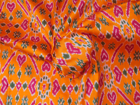 Allover Design Orange Pochampally Pavadai Sattai Material