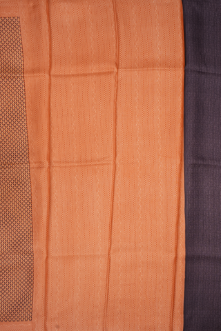 Allover Design Orange And Black Printed Silk Saree