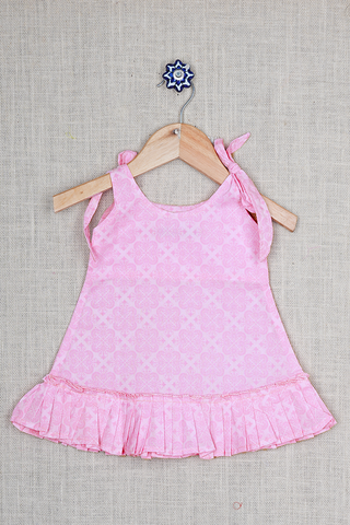 Allover Design Pastel Pink Cotton Frock
