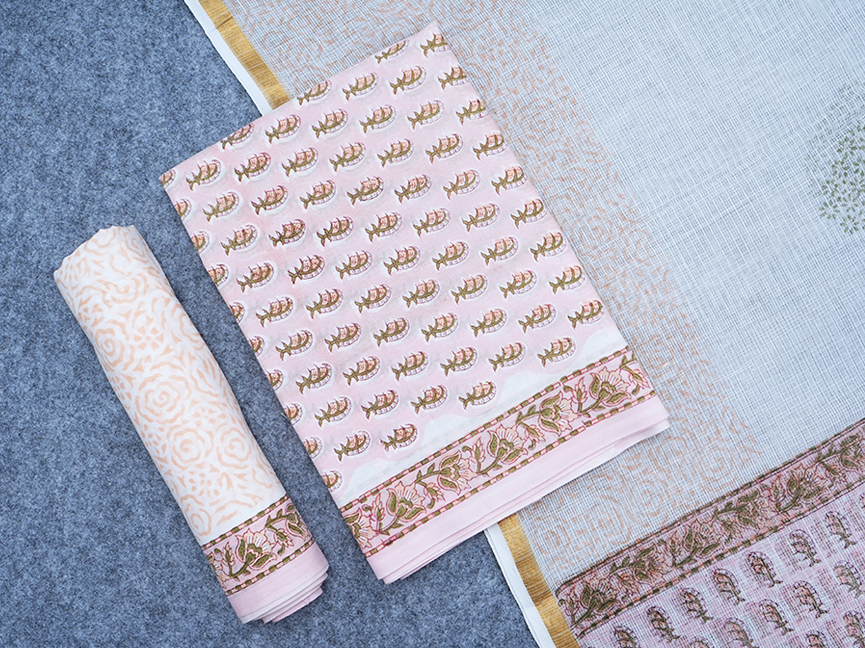 Allover Design Pastel Pink Jaipur Cotton Salwar Material