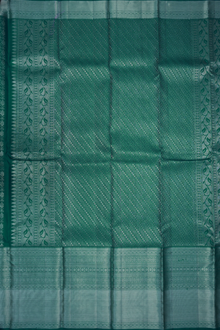 Zari Border In Brocade Peacock Green Kanchipuram Silk Saree