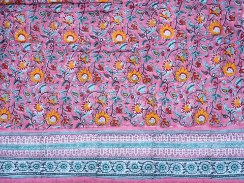 Allover Design Pink Cotton Double Quilt