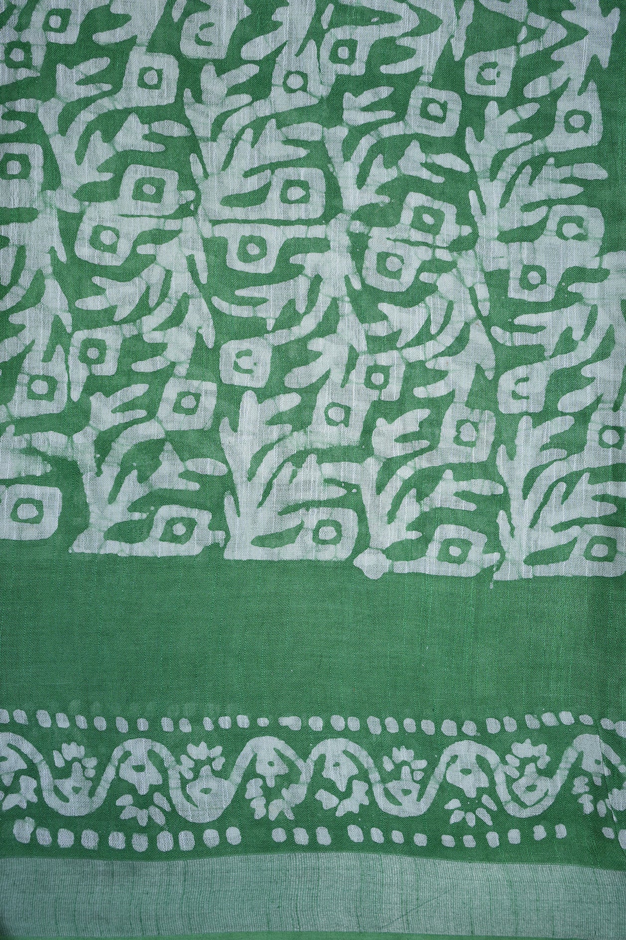 Allover Design Printed Sea Green Jute Saree