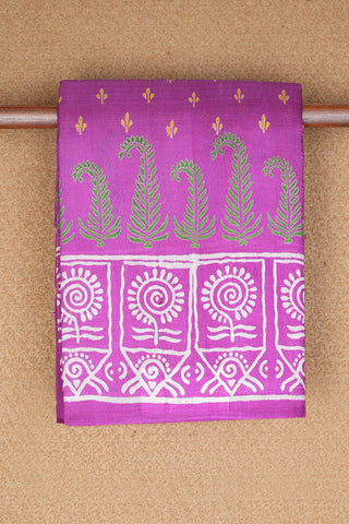 Allover Design Purple Rose Printed Silk Saree