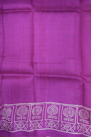 Allover Design Purple Rose Printed Silk Saree