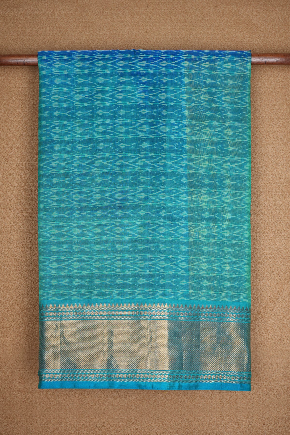 Allover Design Ramar Blue Ikat Silk Saree