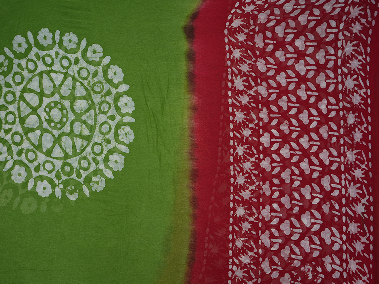 Allover Design Red Batik Cotton Unstitched Salwar Material