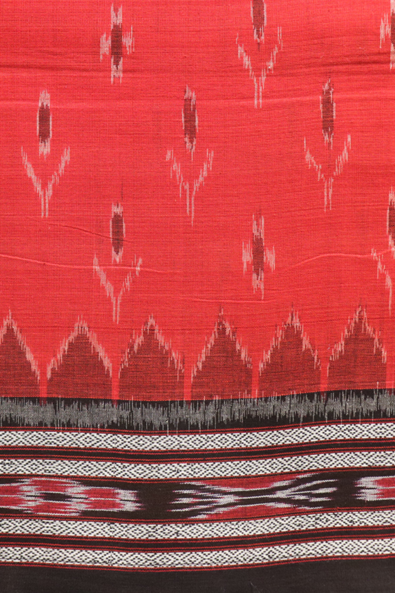 Allover Design Red Ikat Cotton Saree