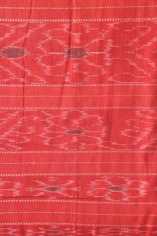 Allover Design Vermillion Red Ikat Cotton Saree