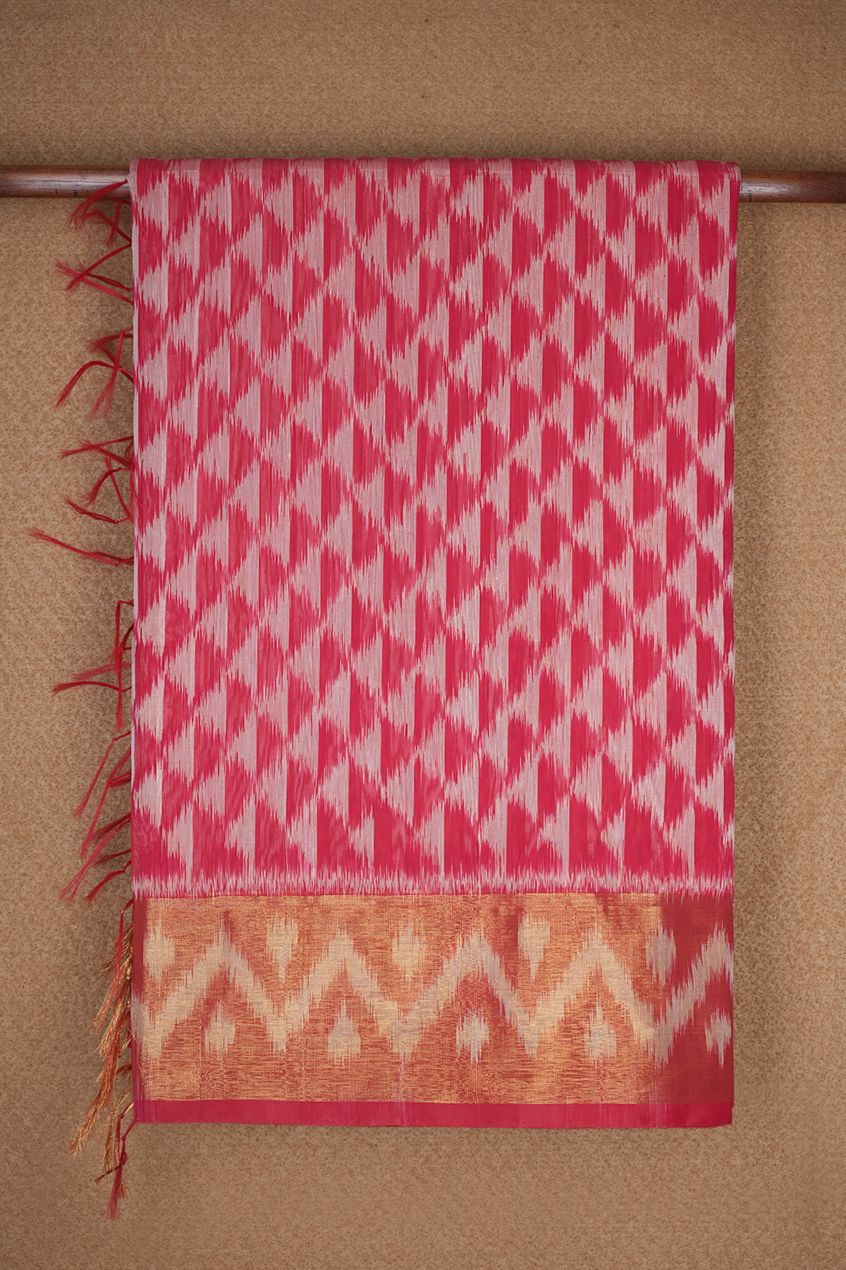 Allover Design Rose Red Kora Silk Cotton Saree