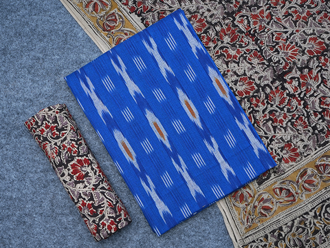 Allover Design Royal Blue Ikat Cotton Salwar Material