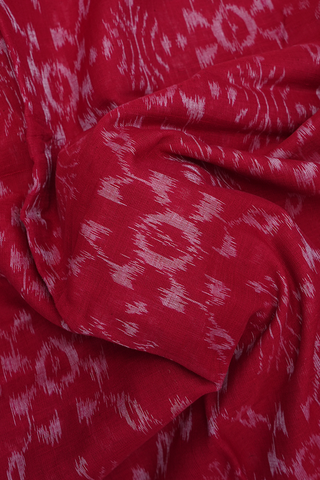 Allover Design Ruby Red Pochampally Cotton Saree
