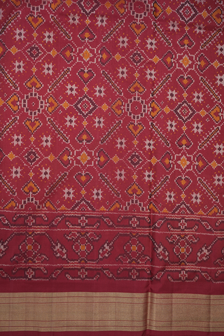 Allover Design Rust Red Pochampally Silk Saree
