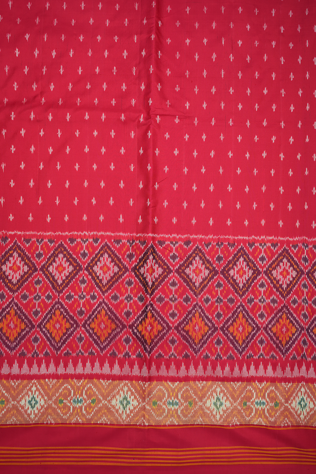 Allover Design Scarlet Red Pochampally Silk Saree