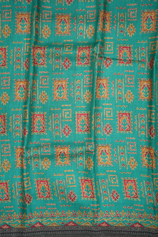 Allover Design Sea Green Pashmina Wool Cotton Saree
