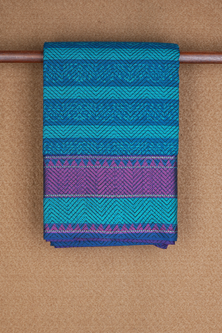 Allover Design Shades Of Blue Printed Cotton Saree