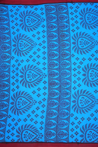 Allover Design Sky Blue Sungudi Cotton Saree