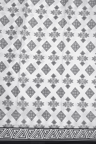 Allover Design White Printed Silk Saree