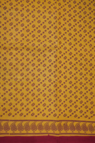 Allover Diagonal Design Mustard Yellow Sungudi Cotton Saree