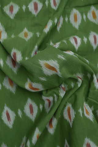 Allover Diamond Design Fern Green Pochampally Cotton Saree