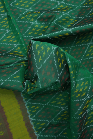Allover Diamond Design Forest Green Pochampally Silk Saree