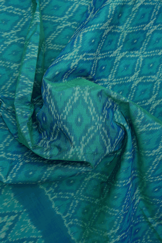 Allover Diamond Design Green Pochampally Silk Saree