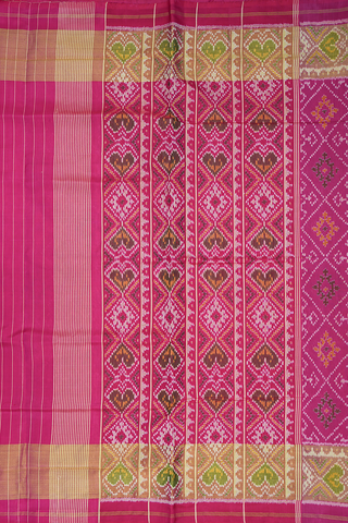 Allover Diamond Design Rani Pink Patola Silk Saree