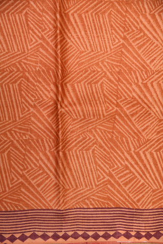 Allover Digital Printed Rust Orange Tussar Silk Saree