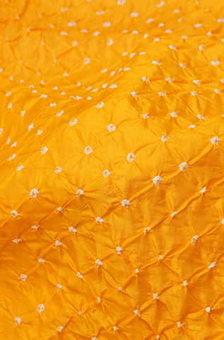 Allover Dots Design Honey Orange Bandhani Silk Saree